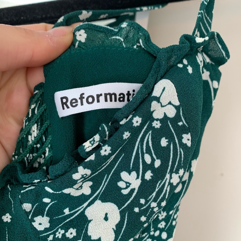 Green floral reformation dress